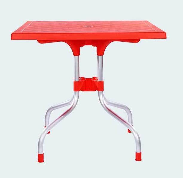 PFUN Olive Plastic Foldable Square 4 Seater Dining Table with Aluminium Base Plastic 4 Seater Dining Table