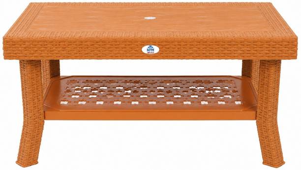 NPM NATIONAL Web Premium Plastic Center Table | Heavy Duty Coffee Table with Shelf Plastic 4 Seater Dining Table