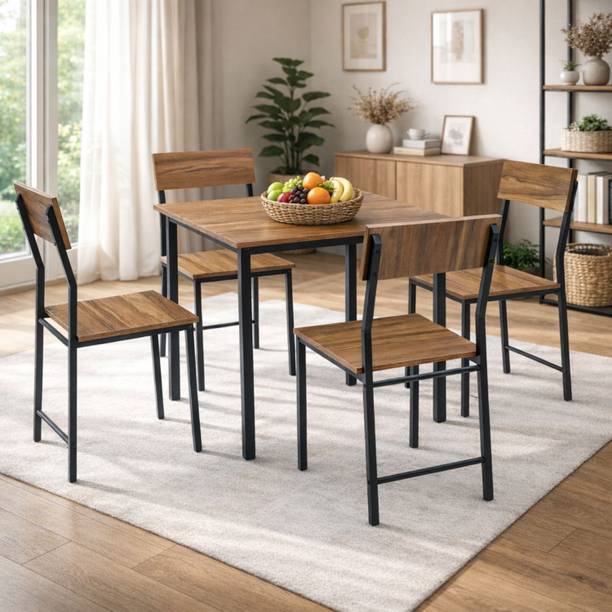 furniba Dining Table | Metal Frame | Sapce Saving | Engineered Wood 4 Seater Dining Table