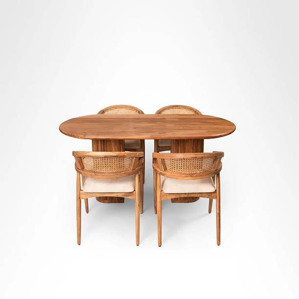FURNEEZY Solid Acacia Wood Four Seater Dining Table | Solid Wood Dining Table Solid Wood 4 Seater Dining Table