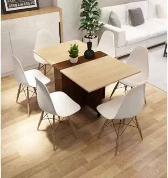 FUNLOOF Engineered Wood 6 Seater Dining Table