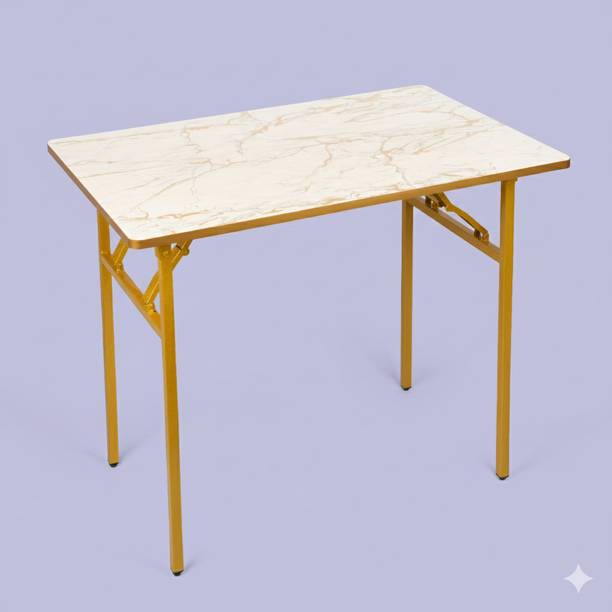 SHREE HARI QUALITY FIRST Multi-Purpose Foldable & Portable Wooden Laptop Table with Metallic Golden Leg Solid Wood 4 Seater Dining Table