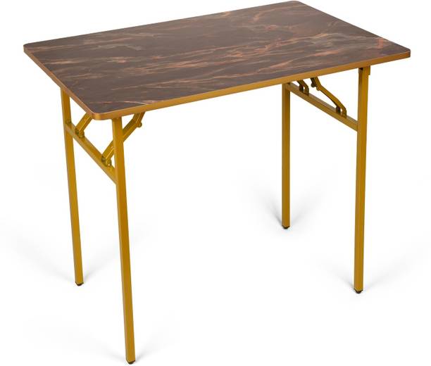 Kiara Quality First Multi-Purpose Portable & Foldable Wooden Dinning Table with Metallic Golden Leg Solid Wood 4 Seater Dining Table