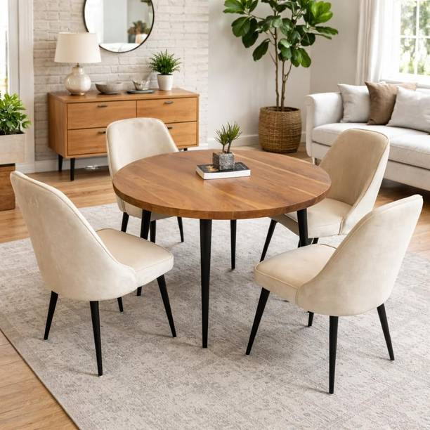 Quick Artsy Solid Wood 4 Seater Dining Table