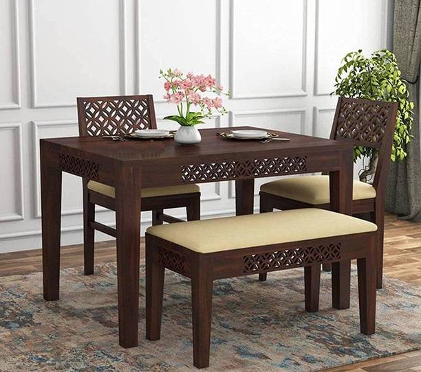 PAREEK FURNITURES dining table 4 seater Solid Wood 4 Seater Dining Table