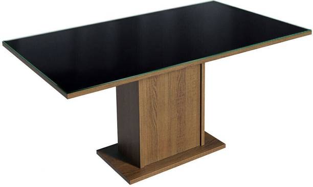 Madesa Rectangular Dining Table Glass Engineered Wood 6 Seater Dining Table