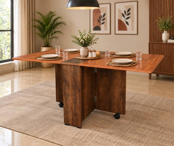 Madainaachi Furniture Eeee Folding / Extentable / Space Saving dining table without chairs Engineered Wood 6 Seater Dining Table