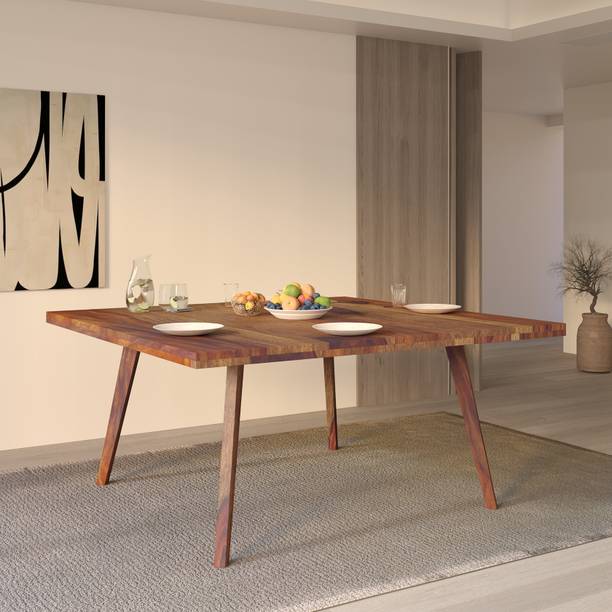Wakeup India Resonance Dining Table Reddish Walnut Dinner Table Sheesham Wood Solid Wood 6 Seater Dining Table