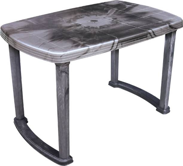 MAHARAJA Outdoor 4 Seater Dining Table for Home, Office, Restaurant (Silver) Plastic 4 Seater Dining Table