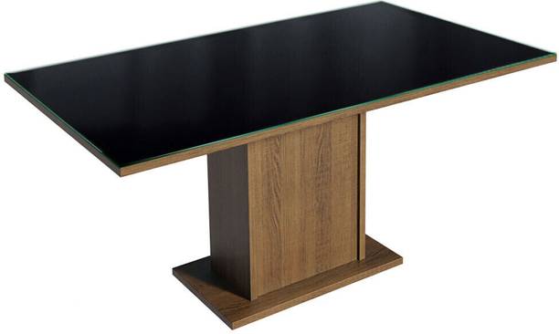Madesa Rectangular Dining Table Glass Engineered Wood 6 Seater Dining Table