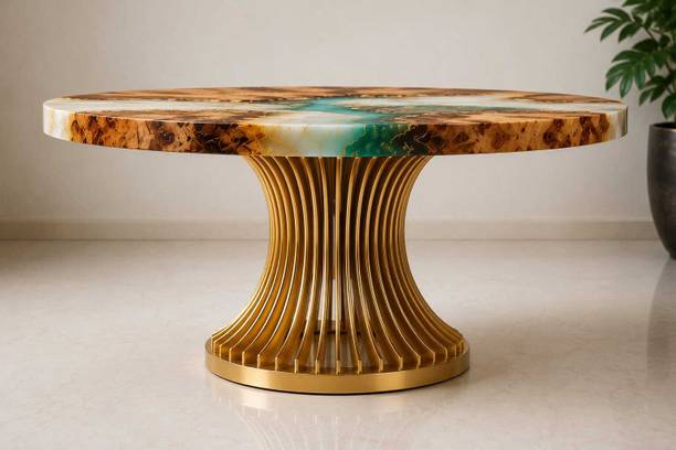 Geetaarts resin003 Solid Wood 4 Seater Dining Table