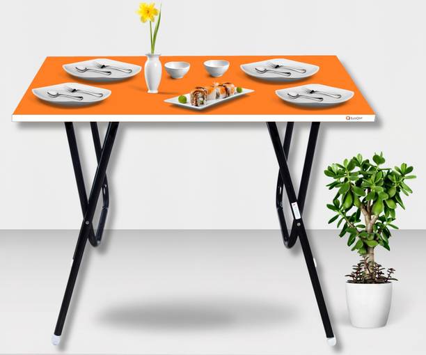 EuroQon Space Saver Foldable Imported Wood Engineered Wood 4 Seater Dining Table