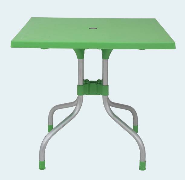 Binani Olive Foldable Plastic Dining Table for Garden,Cafe|Square Table with Metal Legs Plastic 4 Seater Dining Table