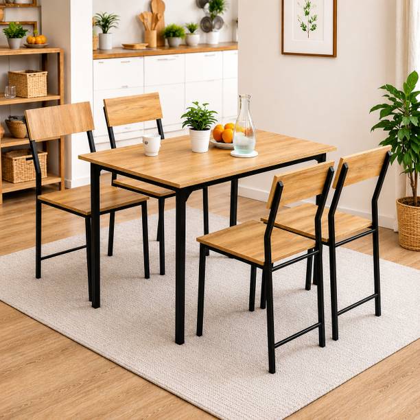 furniba 4 Seater Dining Table Set for Home | dining set with chairs | Engineered Wood 4 Seater Dining Table