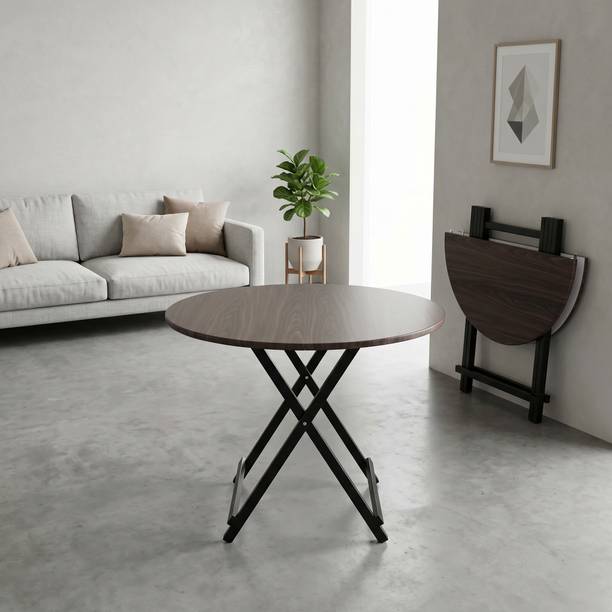 Virah VIRAH Wooden Foldable Table with Metal Folding Legs|Multipurpose Portable Table Engineered Wood 4 Seater Dining Table