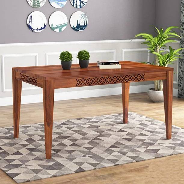 Utkarsh Sheesham Wood Dining Table For Dining Room & Living Room Solid Wood 6 Seater Dining Table
