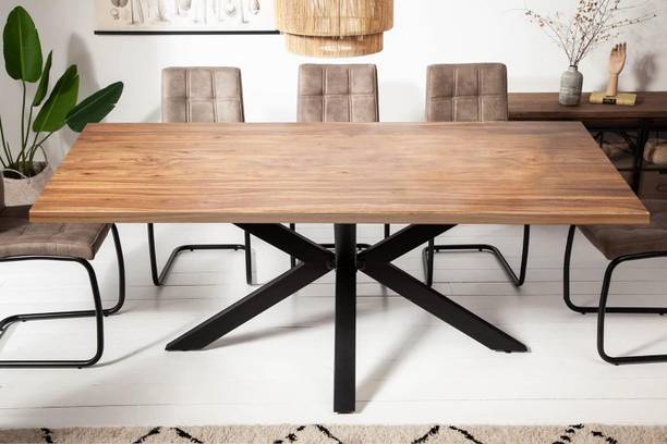 JODHPUR DECOR JODHPUR DECOR Solid Wood Dining Table – 6 Seater Wooden Dining Table Metal 6 Seater Dining Table