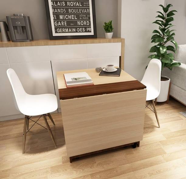 FORKTAIL Space saving folding dining table convertible with 2 tier Without chairs Engineered Wood 6 Seater Dining Table