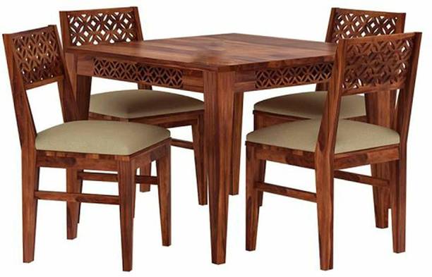 JHDECOR Solid Sheesham Wood 4 Seater Dining Set For Dining Room | Kitchen | Hotel Solid Wood 4 Seater Dining Table