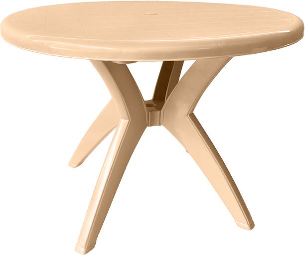RW REST WELL Marina Round Glossy ISO Certified Plastic 4 Seater Dining Table