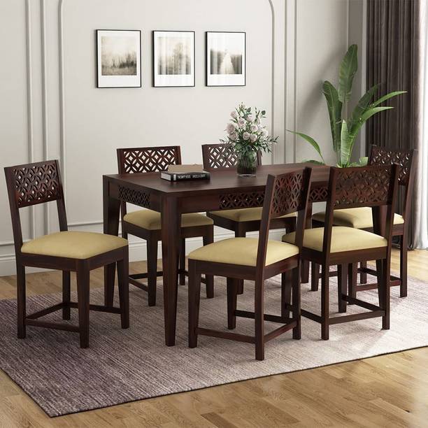Jh Decore Jh decor solid wood 6 seater dining set in Walnut Finish-DIY Solid Wood 6 Seater Dining Table