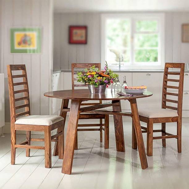 WOODSTAGE Solid Wood 4 Seater Dining Table