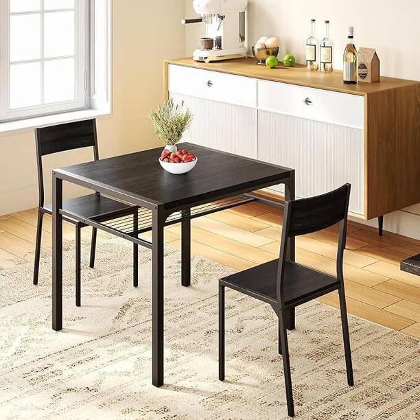 RAM'S CREATION WOOD Rectangular Live Edge Dinner Table With Chairs for Home, Office & Restaurant Solid Wood 2 Seater Dining Table