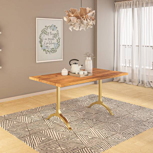 Wakeup India Crenn Dining Table Natural Dinner Table Mangowood Solid Wood 6 Seater Dining Table