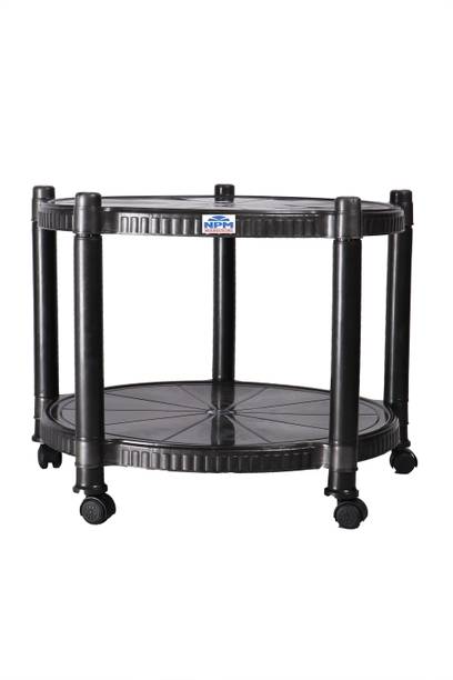 NPM NATIONAL ORBIT Round Storage Trolley Table with Wheels for Kitchen, Dining, Living Room Plastic 4 Seater Dining Table