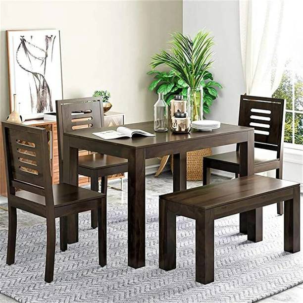 Utkarsh Premium Solid Wood Dining Table 4 Seater for Dining Room, Home & Kitchen Fabric 4 Seater Dining Table