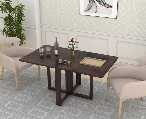 Wopno Furniture Pure Sheesham Folding 6 Seater Wooden Dining Table Set for Dining Room Solid Wood 6 Seater Dining Table