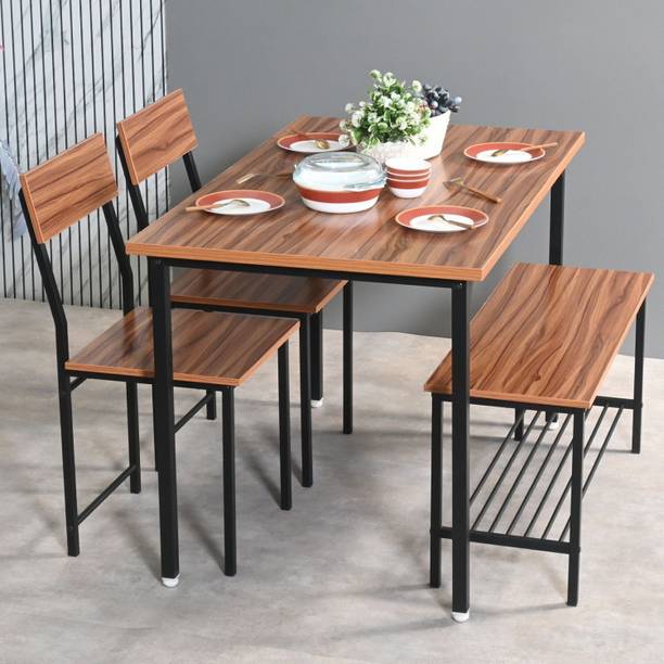 furniba 4 Seater Dining Table Set Space Saving Modern Engineered Wood 4 Seater Dining Table