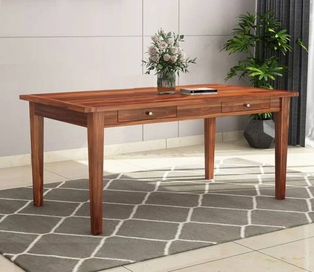 UK FURNITURE Solid Wood 6 Seater Dining Table