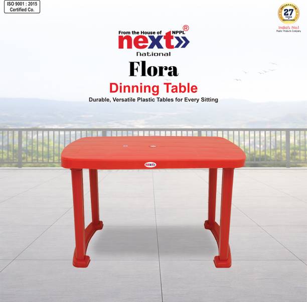next NPPL FLORA Multipurpose Heavy Duty Rectangular Table for Home, Office & Outdoor Plastic 4 Seater Dining Table