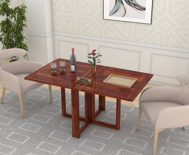 Wopno Furniture Pure Sheesham Folding 6 Seater Wooden Dining Table Set for Dining Room Solid Wood 6 Seater Dining Table