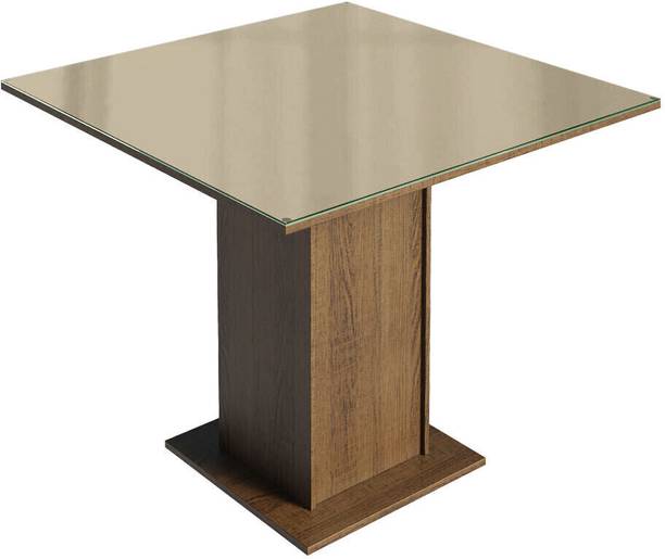 Madesa Square Dining Table Glass Engineered Wood 4 Seater Dining Table