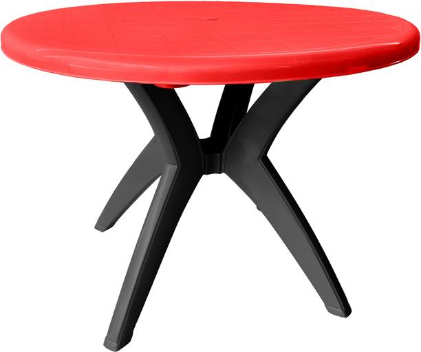 RW REST WELL Marina Round Glossy ISO Certified Plastic 4 Seater Dining Table