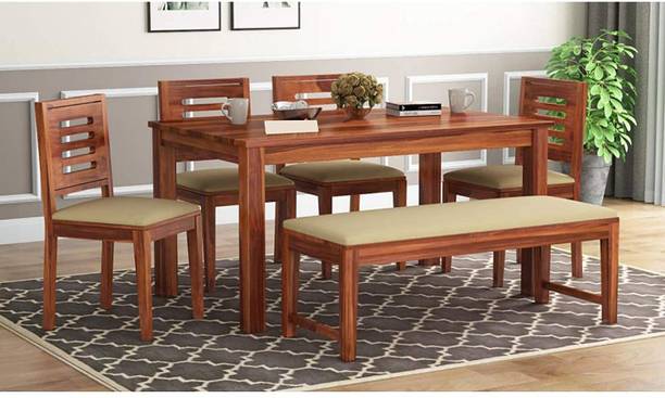 SIYA ART Solid Wood Sheesham 4 Seater Dining Table Home Kitchen Solid Wood 4 Seater Dining Table