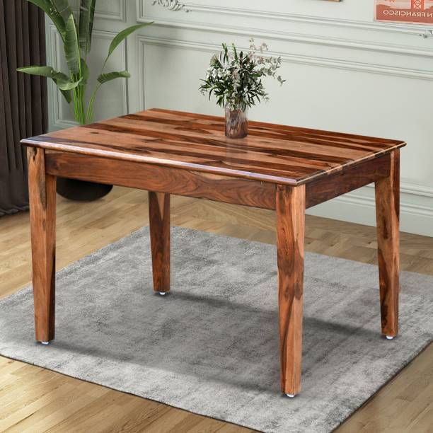 RAJWADA FURNISH Rattan Sheesham Wood Cane 4 Seater Dining Table Only for Dining Room Solid Wood 1 Seater Dining Table