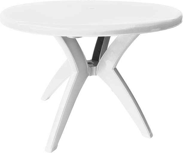 PFUN Marina Round Glossy ISO Certified Plastic 4 Seater Dining Table