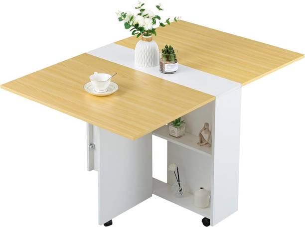 FORKTAIL Space saving folding dining table convertible with 2 tier Without chairs Engineered Wood 6 Seater Dining Table