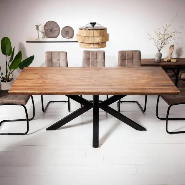 Angel Furniture Spider Cross Leg Solid Wood 6 Seater Dining Table