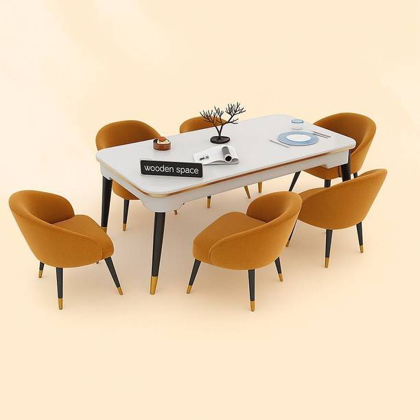 Woodenspace Solid Wood 6 Seater Wooden Dining Set for Dining Room & Kitchen| Rosewood Solid Wood 6 Seater Dining Table