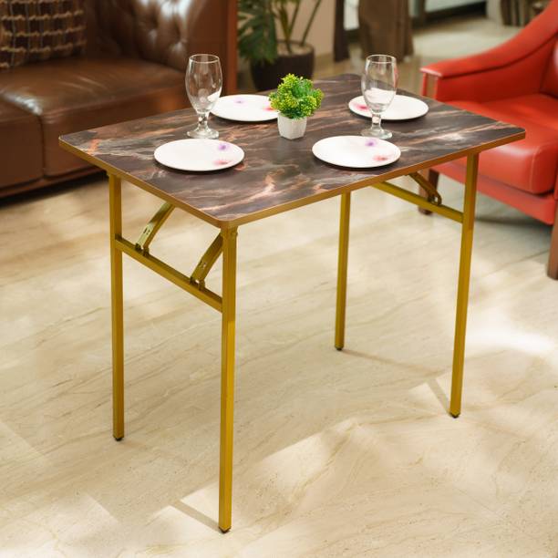 Kiara Quality First Multi-Purpose Portable & Foldable Wooden Computer Table with Metallic Golden Leg Solid Wood 1 Seater Dining Table