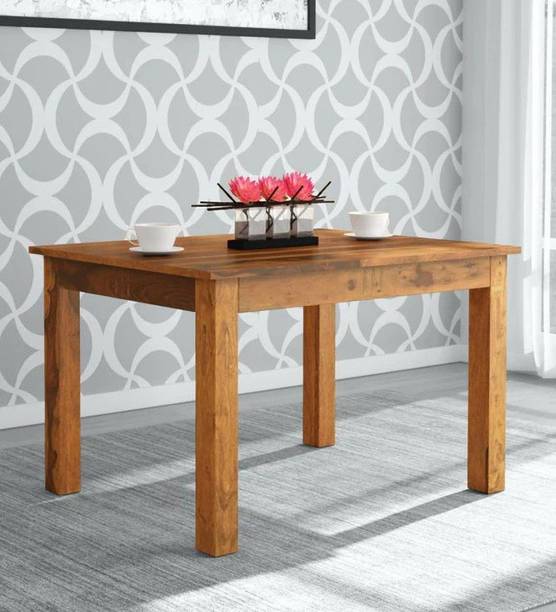 DRYLC FURNITURE Solid Sheesham Wood Four Seater Dining Table For Dining Room/ Hotel/ Kitchen | Solid Wood 4 Seater Dining Table