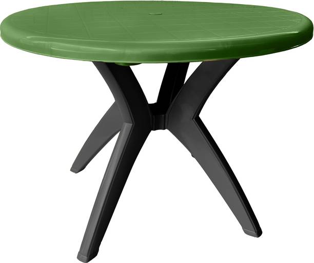 RW REST WELL Marina Round Glossy ISO Certified Plastic 4 Seater Dining Table