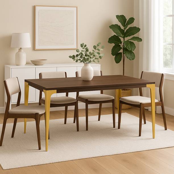 THE ATTIC The Attic Meubles Dining Table Walnut, Solid Wood dining table for 6, Solid Wood 6 Seater Dining Table