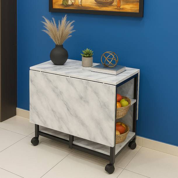 RoyalThum 6-Seater Folding Dining Table | Use for Kitchen, Study, Ironing & Party (Marble) Solid Wood 6 Seater Dining Table