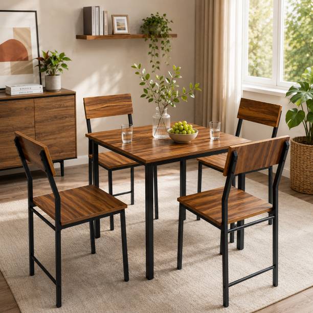 furniba 4 seater Dining Table set with chairs | dinner table set with chairs | Engineered Wood 4 Seater Dining Table