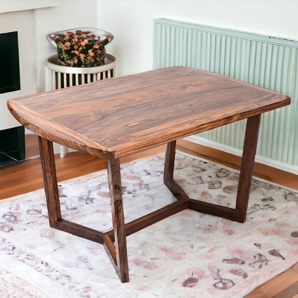 Ikiriya Columbus Rosewood Dining Table in Teak Finish; 1 Yr. Warranty Solid Wood 4 Seater Dining Table